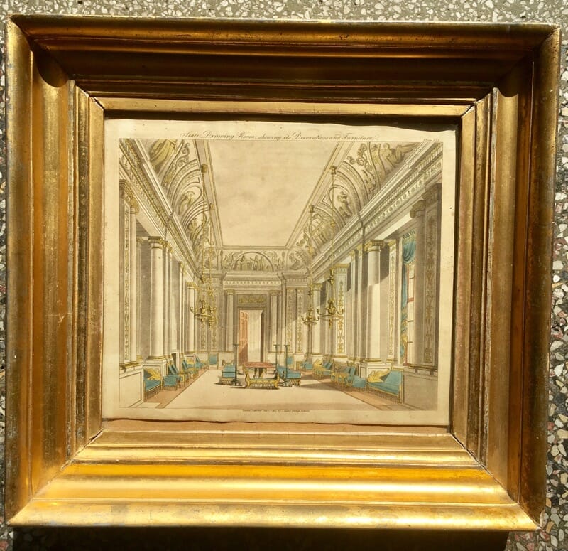 Smith, George: 'State Drawing Room' design print, Neoclassical interior 1808 -0