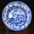 English pearlware blue & white 'Chinese Gardener' plate, c.1825-0