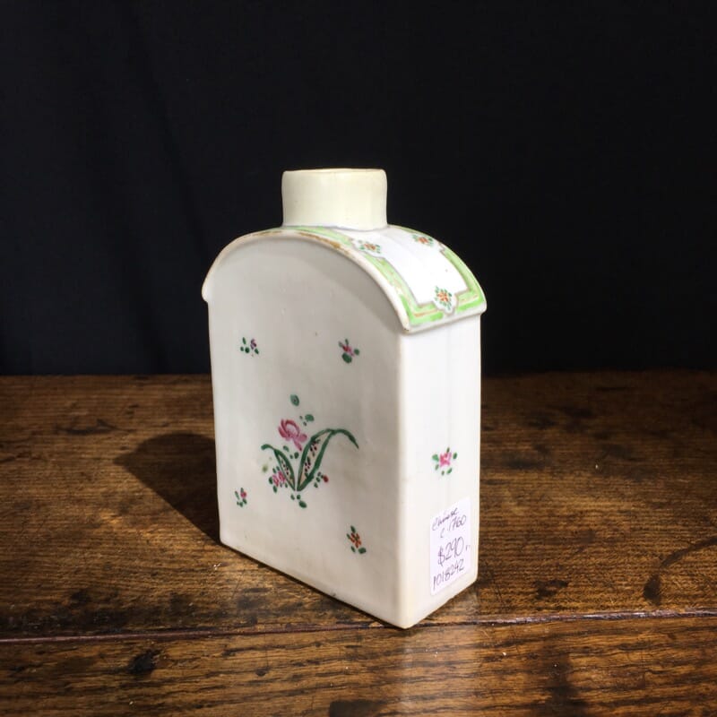 Chinese Export tea canister, flower dec, c.1760 -0