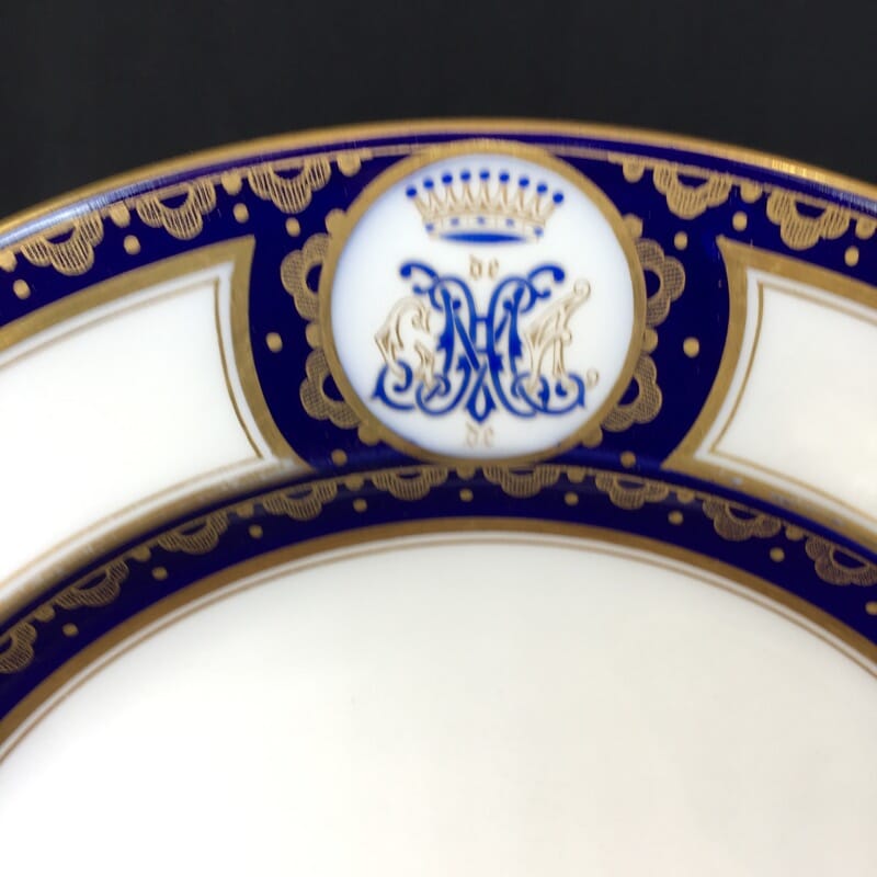 Wedgwood armorial plate, Viscount crown & 'GM de H' c.1891-1900-23976