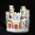 Staffordshire pottery spill vase, castle with clock, c.1860-0