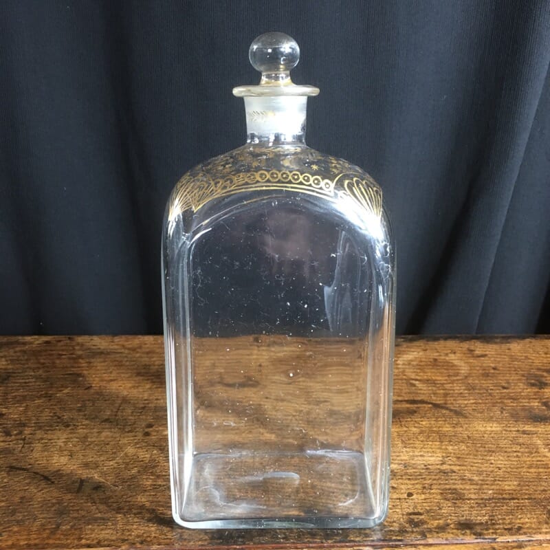 Georgian clear glass case bottle with gilt decoration, C. 1790 -0