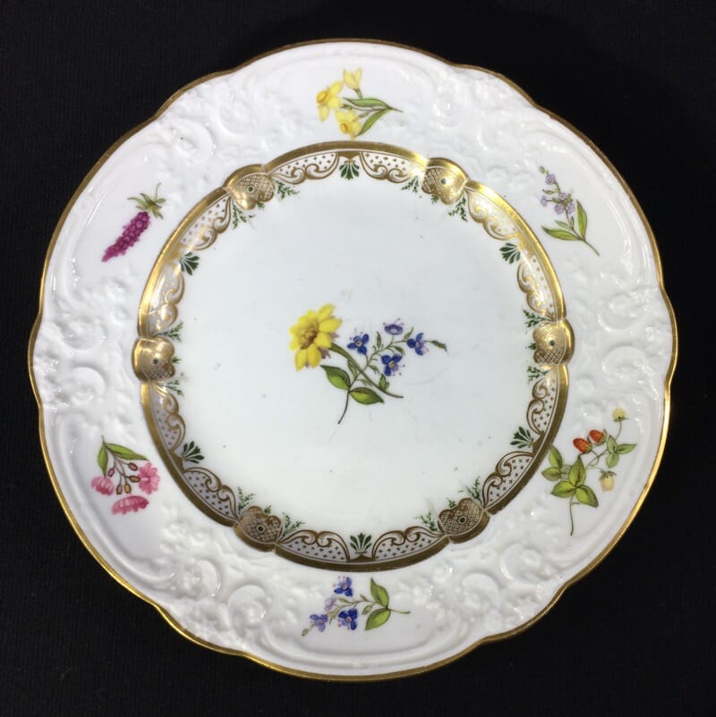 Swansea porcelain plate with flower specimens, C. 1820-0