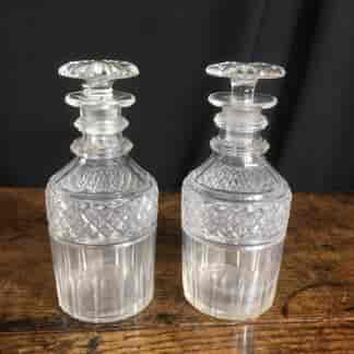 Pair of English Georgian glass decanters, c.1810. -0