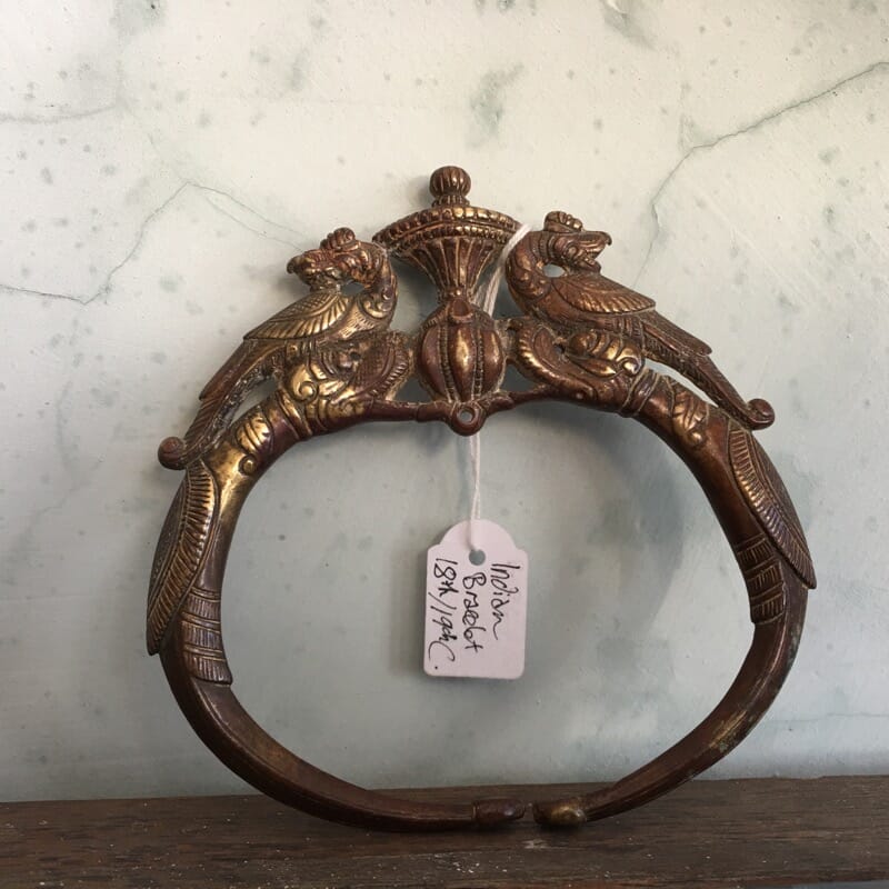 Indian Bronze bracelet with parrots & beasts, Punjab 19th century-0