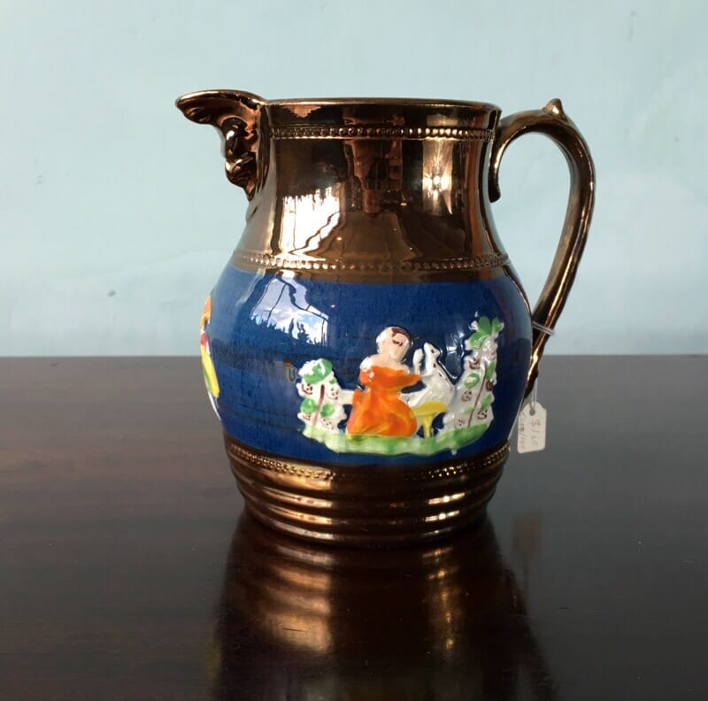 Copper lustre jug, c 1860-0
