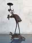 Japanese bronze candlestick figure of a crane on a turtle, 19th century-0