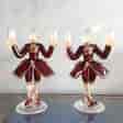 Pair of Murano Glass figural candlesticks, ruby, mid 20th century-0
