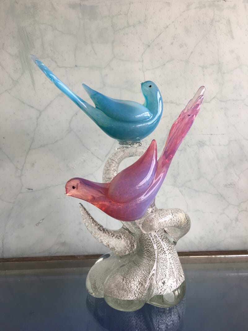 Large Murano Glass Sculpture 2 Birds In Branches Mid 20th Century 26115 Moorabool Antique 2923