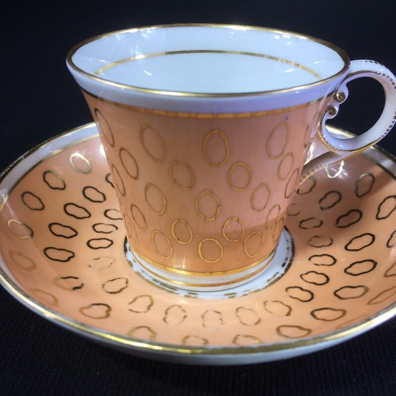 Chamberlains cup & saucer, fawn & gold pattern, C. 1815 -25298