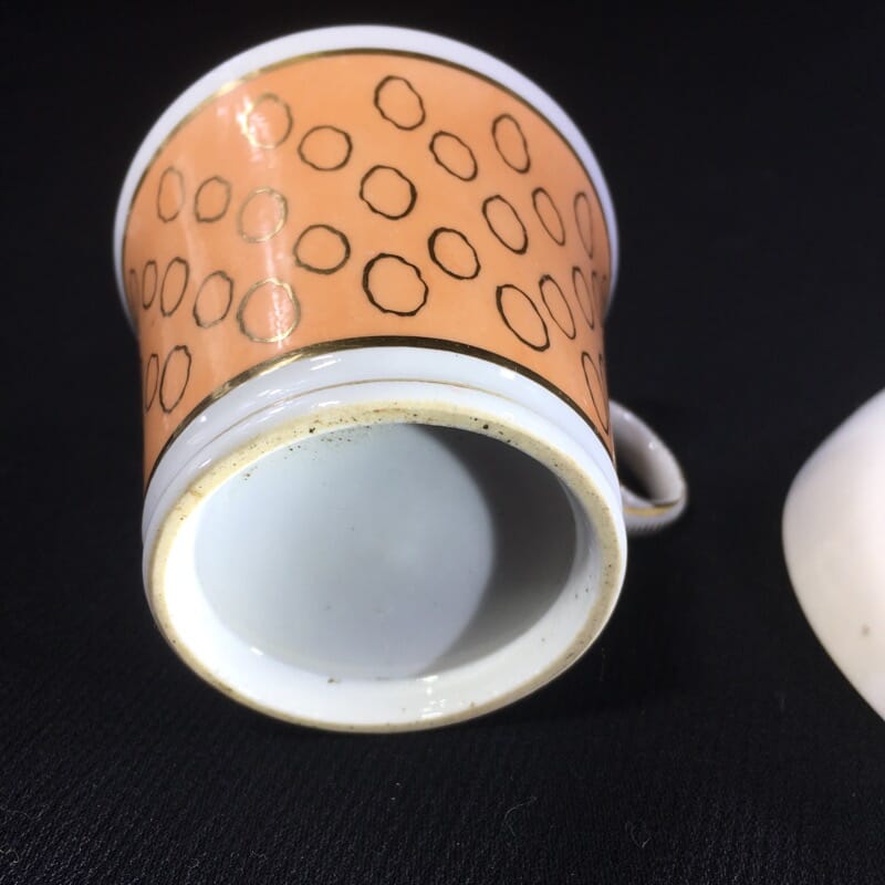 Chamberlains cup & saucer, fawn & gold pattern, C. 1815 -25296
