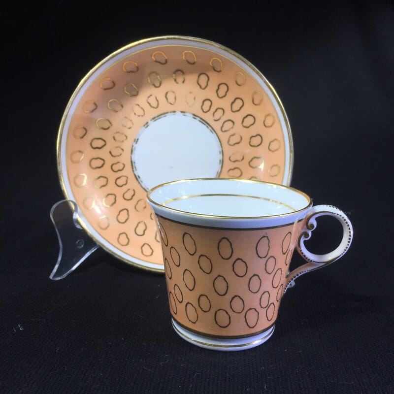 Chamberlains cup & saucer, fawn & gold pattern, C. 1815 -25301
