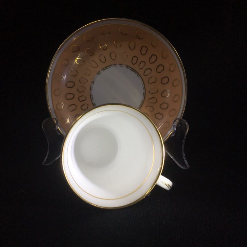 Chamberlains cup & saucer, fawn & gold pattern, C. 1815 -25299