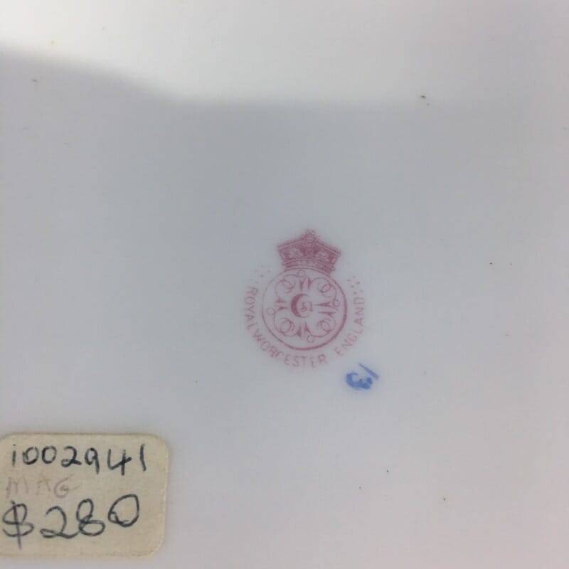 Royal Worcester oblong dish, painted with flowers & a snail, 1913-25321