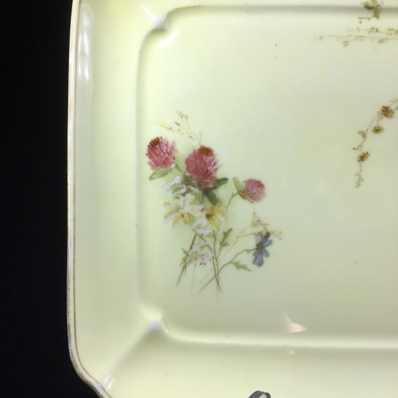 Royal Worcester oblong dish, painted with flowers & a snail, 1913-25324