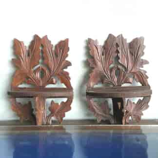 Pair of Victorian carved wood wall brackets-0