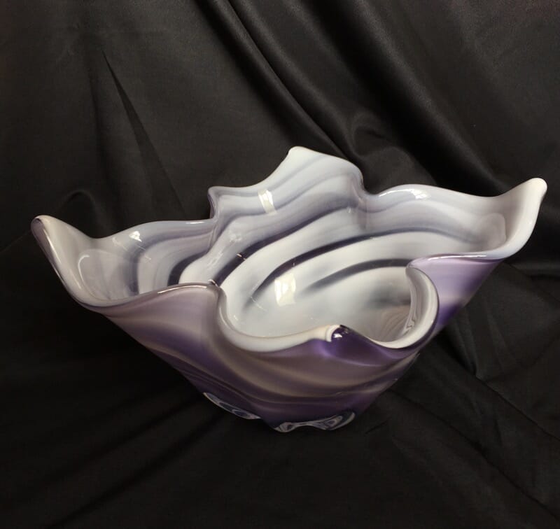 Large Murano Glass bowl, purple & white, mid 20th century-0