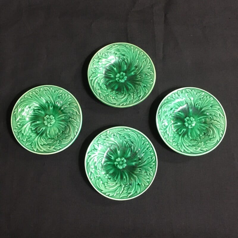 Set of four small majolica plates C. 1870-0