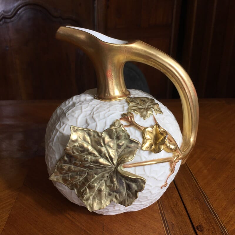 Royal Worcester pumpkin shaped jug, dated 1887-0