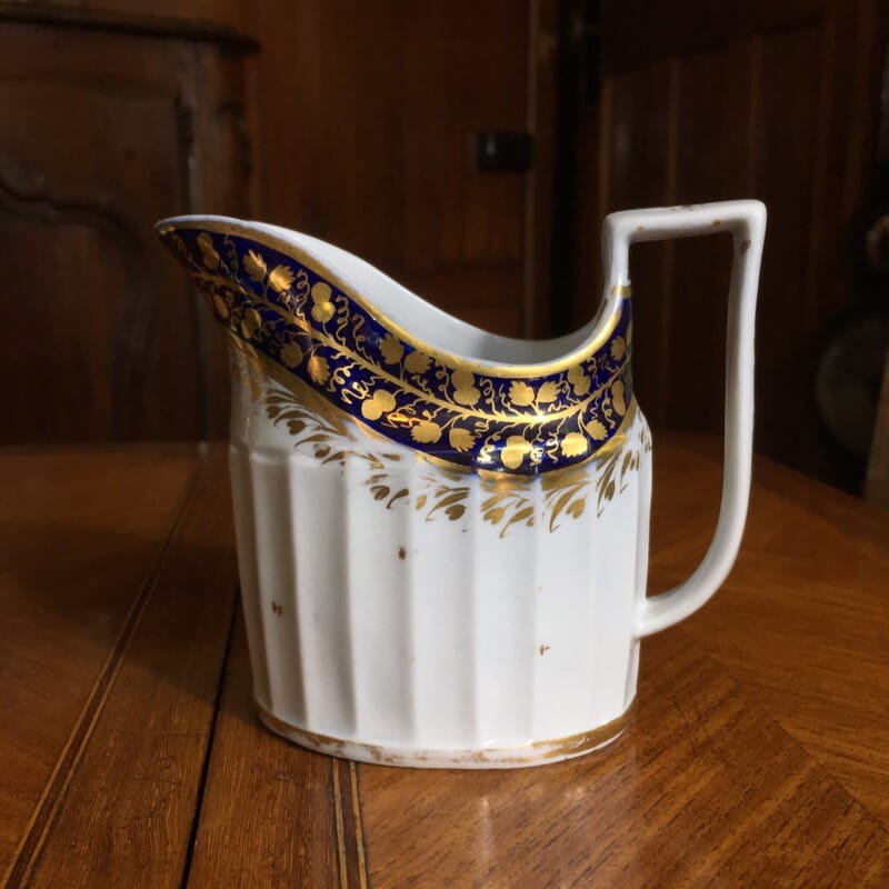 John Rose Coalport milk jug, Hamilton flute, c.1800 -0