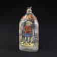 German glass flask enamelled with verse & figure, c. 1730-0