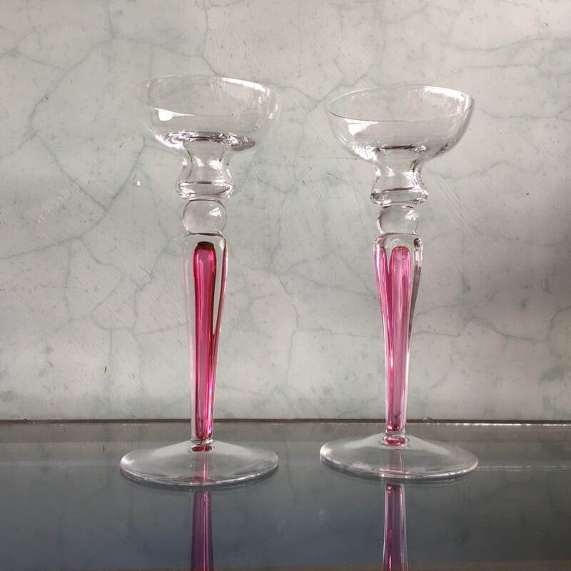 Pair of Val Saint Lambert candlesticks, 20th century-0