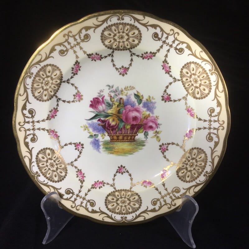 Copeland Spode plate, basket of flowers, early 20th century -0