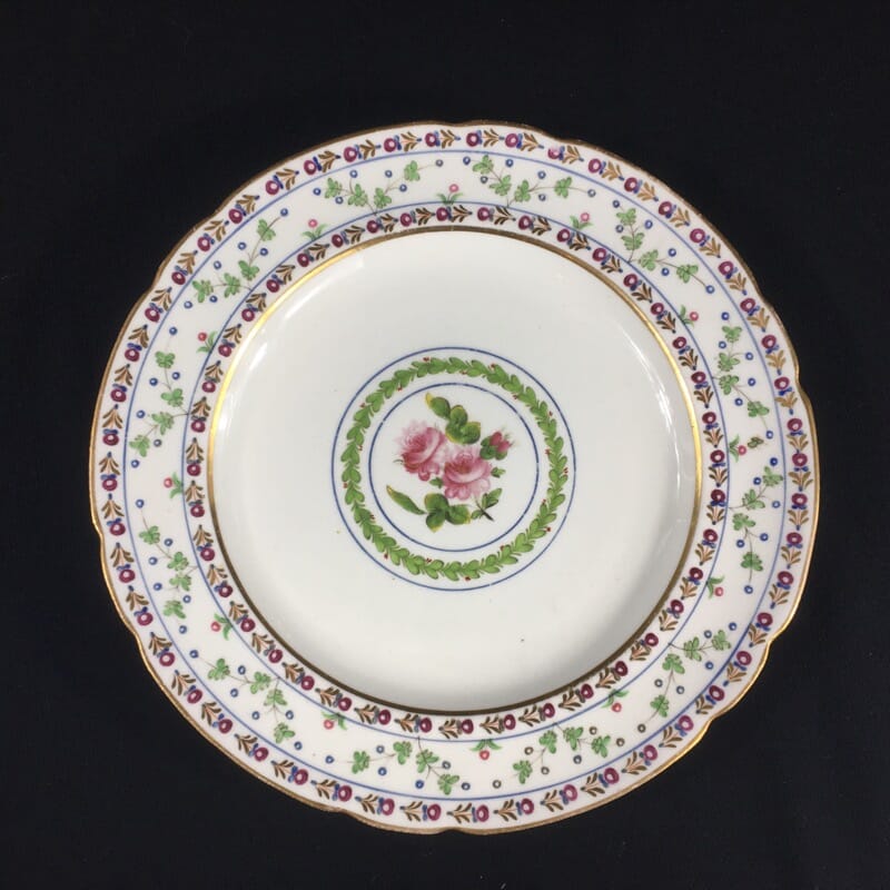 Chamberlains Worcester plate, rose & wreath pattern, c. 1810-0
