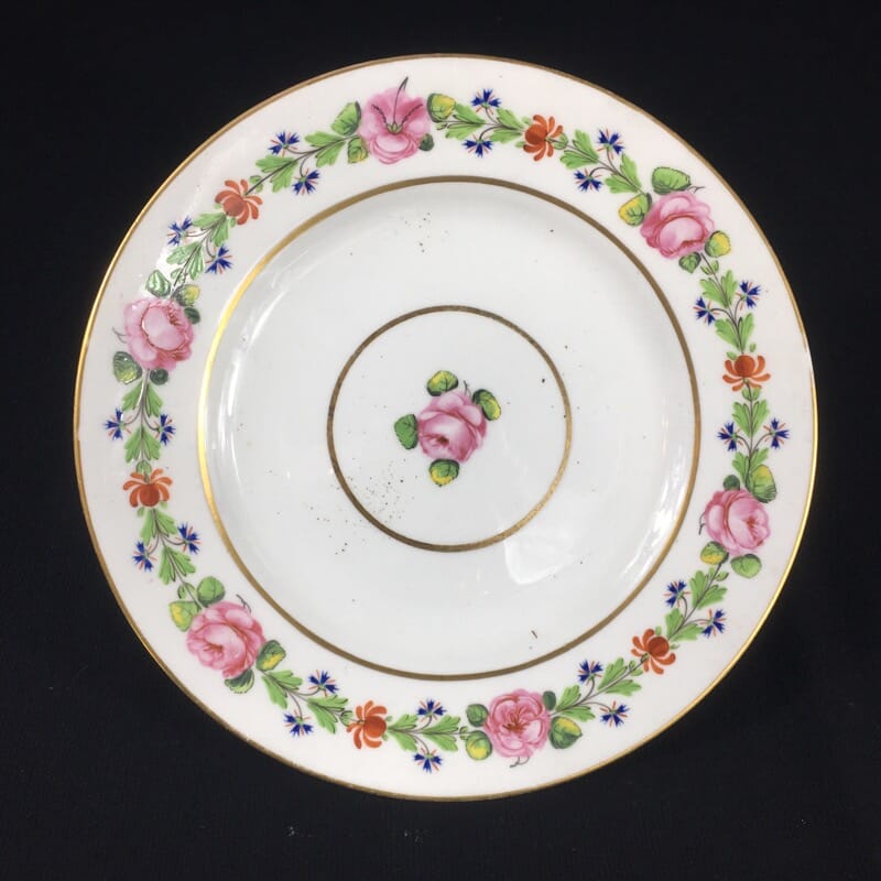 Derby plate, roses honeysuckle & cornflowers, c. 1800-0