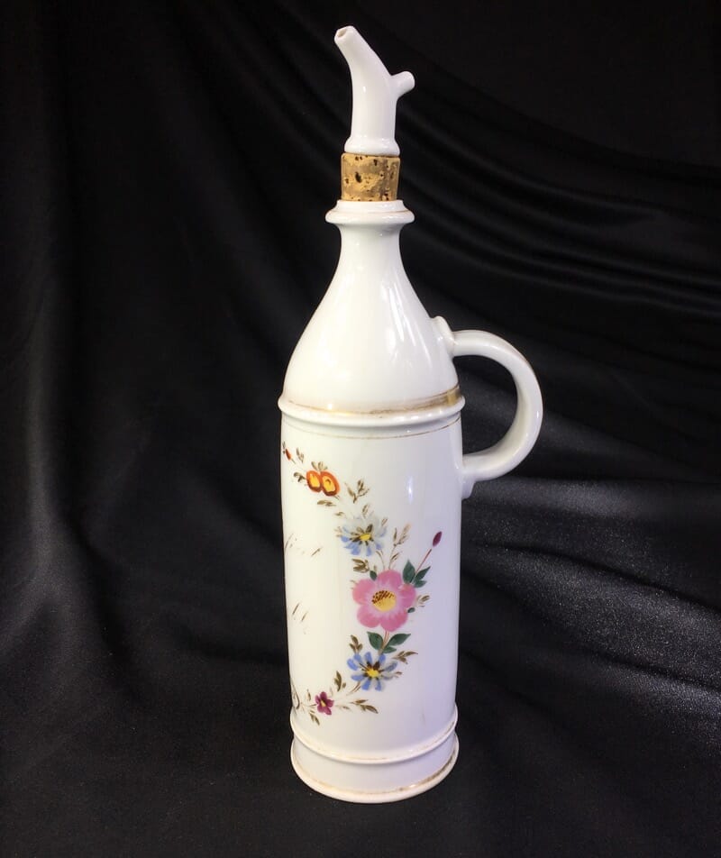 Paris porcelain scent octagonal decanter, flower dec, c. 1870 -0