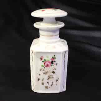 Paris porcelain scent decanter, flower dec, c. 1870 -0