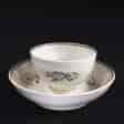 English pearlware teabowl & saucer, cornflower sprays, c. 1800-0