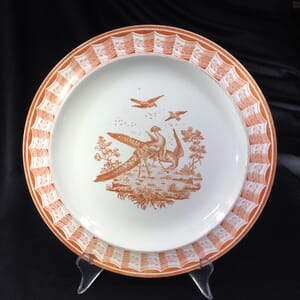 Wedgwood creamware plate with 18th century bird print, 1868