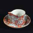 Rare Masons cup & saucer with integral handle, red foo dog pattern, c. 1825-0