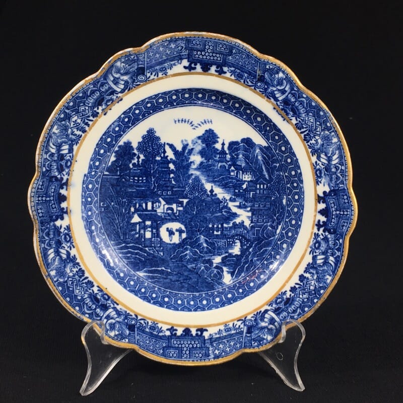 Caughley plate printed with the 'conversation' pattern, c. 1780-0