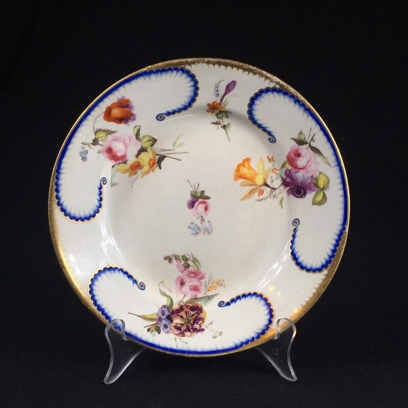 Derby Plate in the Sèvres manner, flower groups, c.1810 -0