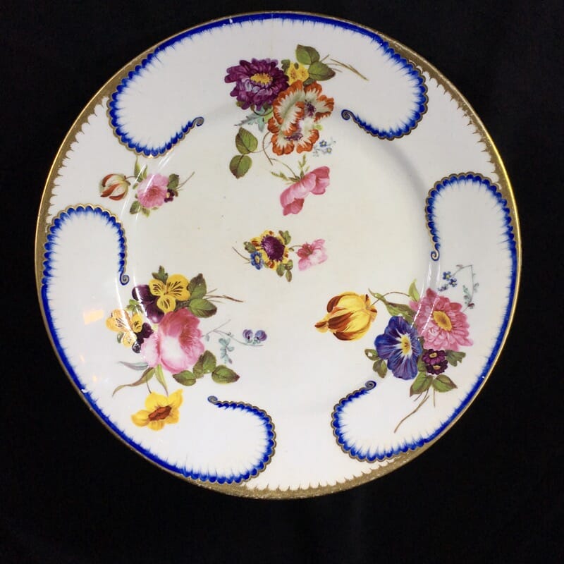 Derby plate in the Sèvres manner, summer flowers, c.1810 -0