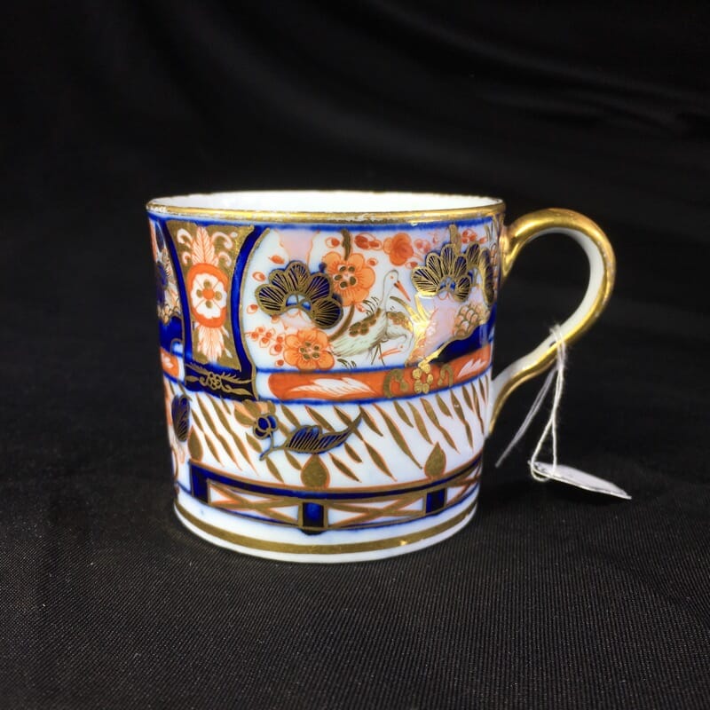 John Rose Coalport coffee can, rich Imari including cranes, c.1805-0