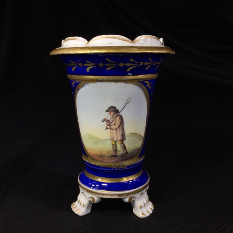 English porcelain spill vase, farmer, possibly Bourne, c. 1830 -0