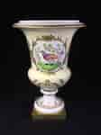 Minton porcelain urn, Worcester birds with 'Nantgarw' mark, c.1830-0