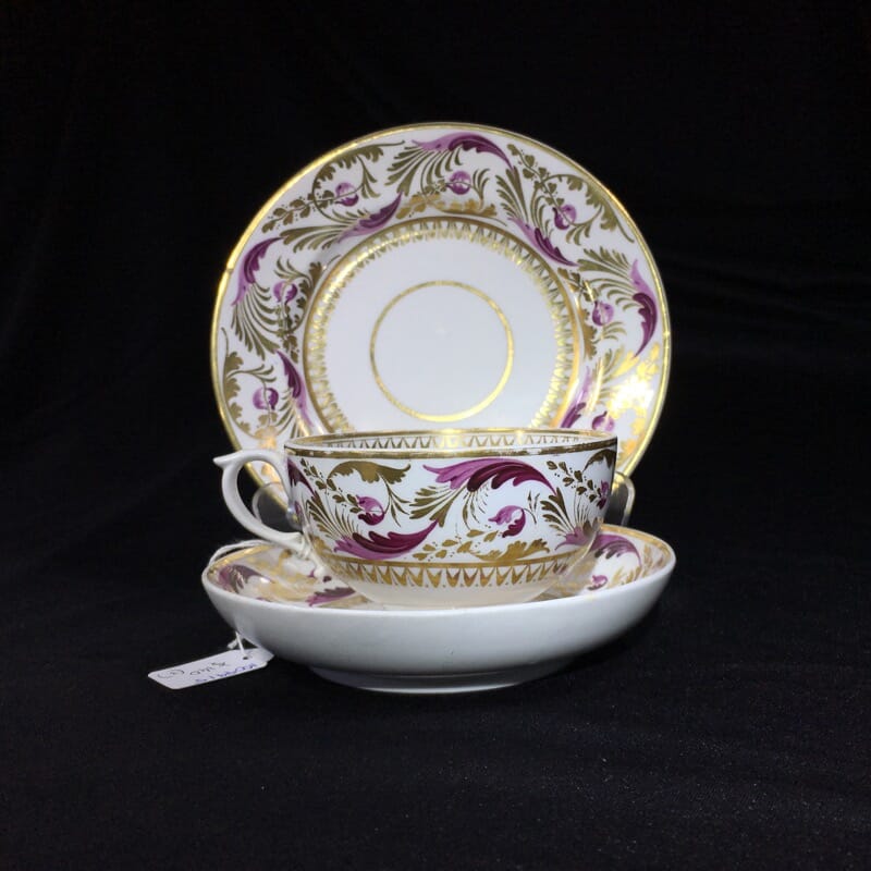 Derby cup & saucer & plate, pattern 52, circa 1820-0