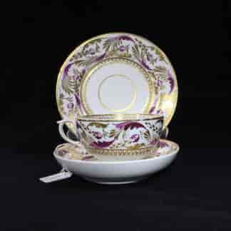 Derby cup & saucer & plate, pattern 52, circa 1820-0