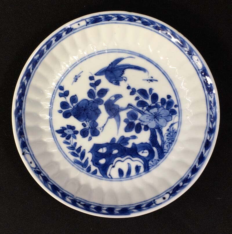 Chinese Export saucer, landscape & figure panels, Kanxi c. 1720 -0