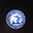 Chinese Export saucer, flower lobed with blue & white garden, c. 1720 -0