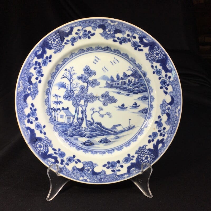 Chinese Export plate, river scene with boats, c.1770 -0
