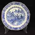 Chinese Export plate, pagoda pattern in blue, c.1780 -0
