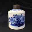 Chinese Export tea canister, peony rose in blue, 19th century -0