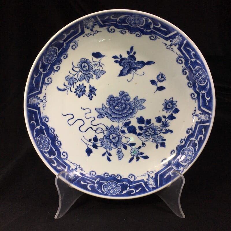 Chinese Export dish, peony & butterfly decoration, c. 1760 -0