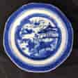 Chinese Export blue & white plate, pagoda pattern, c. 1790-0