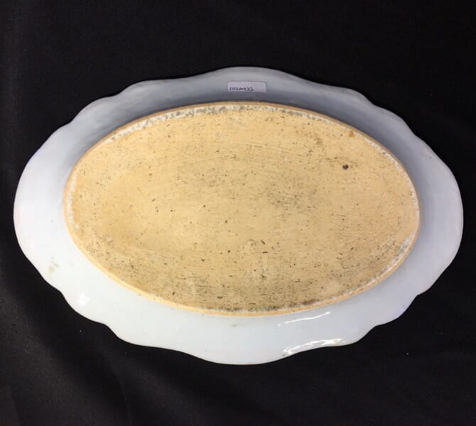 Chinese Export oval serving dish, scholars desk & willow, c. 1760-27830